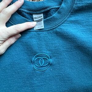 Custom Teal Embroidered Crewneck